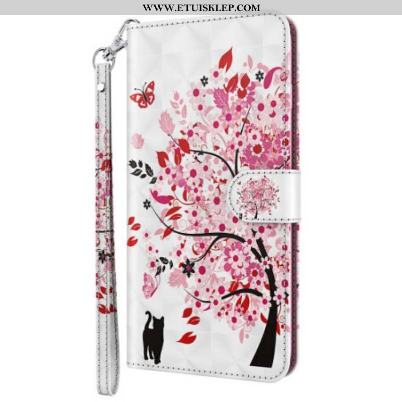 Etui Folio do Oppo A54 5G / A74 5G z Łańcuch Drzewo Kota I Stringów